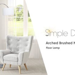 All The Rages Arched Brushed Nickel Floor Lamp, Black Shade