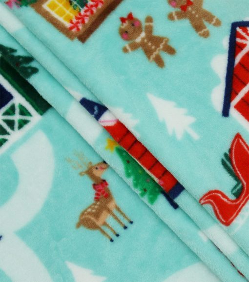 North Pole Village on Blue Sew Lush Fleece Fabric by POP! - Image 2