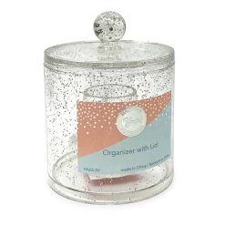 Yafa 5 Silver Cotton Ball Holder With Lid