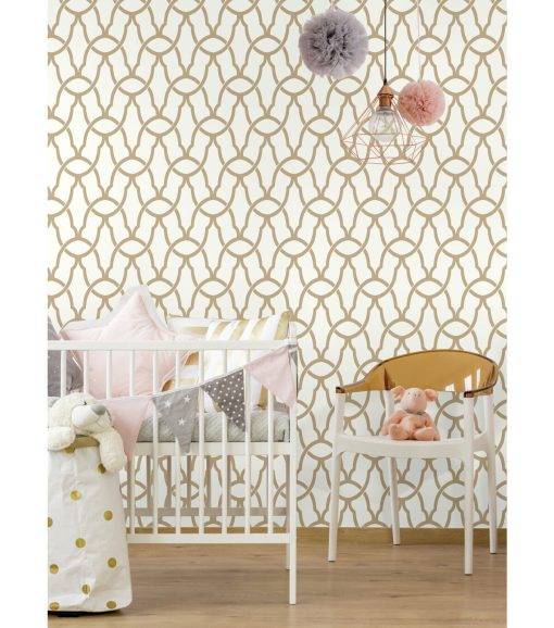 RoomMates Wallpaper Gold Trellis - Image 3
