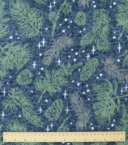 Blue Pinecone   Needles Luxe Fleece Fabric - Image 3