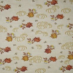 White Sketched Pumpkins Cotton Fabric