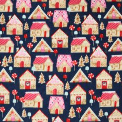 Christmas Gingerbread on Blue Anti Pill Fleece Fabric