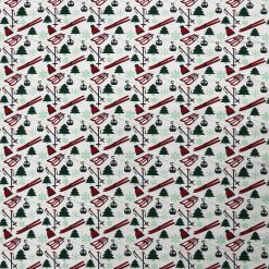 White Ski Icons Super Snuggle Flannel Fabric