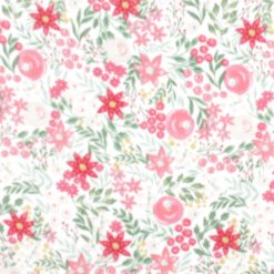 Christmas Floral on White Anti Pill Fleece Fabric