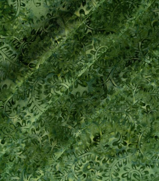 Olive Green Swirls Batik Cotton Fabric - Image 3