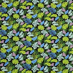 Tropical Leaves on Black Super Snuggle Flannel Fabric