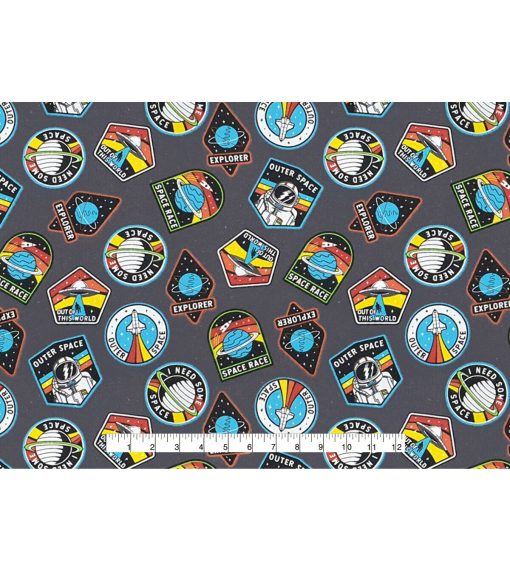 Space Badges Super Snuggle Flannel Fabric - Image 4