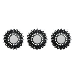Northlight Set of 3 Floral Sunburst Matte Black Round Mirrors 9.5