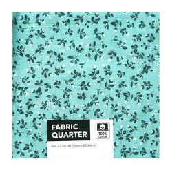 18 x 21 Floral on Teal Cotton Fabric Quarter by Keepsake Calico