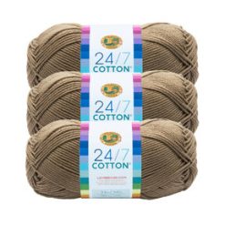 Lion Brand Yarn 24/7 Cotton 186yds Worsted Yarn 3 Bundle