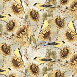Harvest Sunflowers and Finches Harvest Cotton Fabric