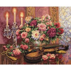 Dimensions 16 x 13 Romantic Floral Counted Cross Stitch Kit