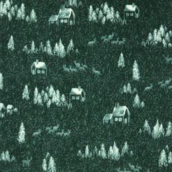Green Home in the Forest Anti Pill Fleece Fabric