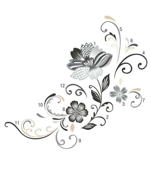 RoomMates Wall Decals Black   White Flower