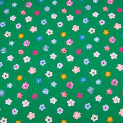 POP! Textured Flowers On Green Novelty Cotton Fabric