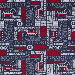 Democratic Tossed Allover Patriotic Cotton Fabric