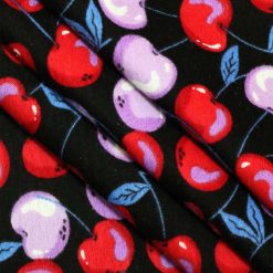 Red   Pink Cherries Super Snuggle Flannel Fabric