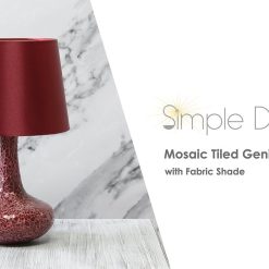 All The Rages Mosaic Tiled Glass Genie Table Lamp with Fabric Shade