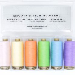 SCANFIL Pima Cotton 50 Wt Thread 1200 Yds 6ct and Storage Box Pastel
