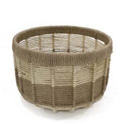 12 Natutal Striped Woven Jute Basket by Place   Time