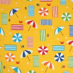 Yellow Beach Towels And Umbrellas Novelty Cotton Fabric by POP!