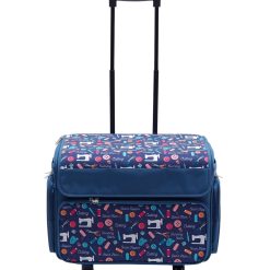 13 x 18 Dark Blue Rolling Sewing Machine Storage Tote by Top Notch