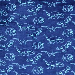 Blue Dinosaurs Sew Lush Fleece Fabric