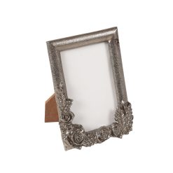 4 x 6 Antique Silver Tabletop Frame Floral Accent by Place   Time