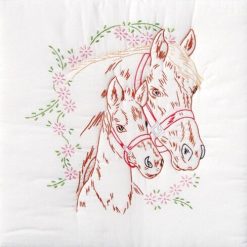 Jack Dempsey Needle Art 18 Mare   Colt Stamped White Quilt Blocks 6pk