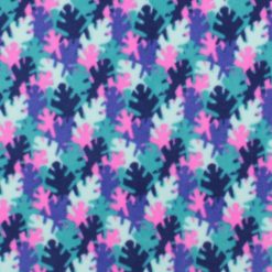 Purple All Over Leaf Anti Pill Plush Fleece Fabric