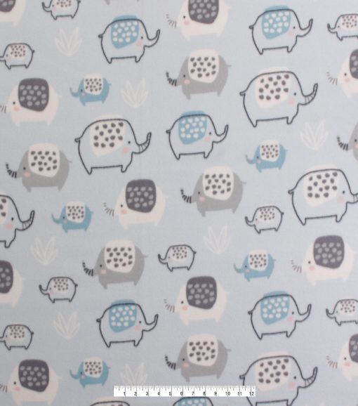 Baby Blue Elephant Blizzard Fleece Fabric - Image 2