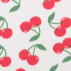 Cherries on White Blizzard Fleece Fabric