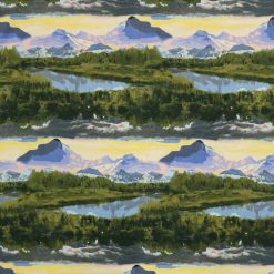 Watercolor Mountain View Super Snuggle Flannel Fabric