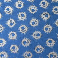 Metallic Moon Circles on Blue Pure Plush Fleece Fabric