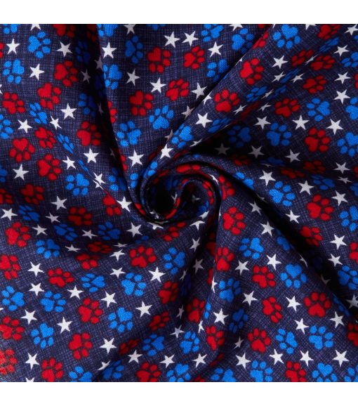 Paw Prints Stars Patriotic Cotton Fabric - Image 4