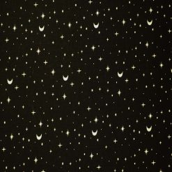 Stars   Moons on Black Cotton Fabric by Quilter s Showcase