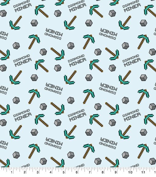 Minecraft Diamond Miner Cotton Fabric