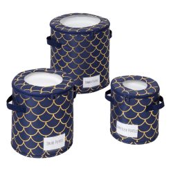 Honey Can Do 12 Navy   Gold Round Dinnerware Storage Cases 3ct