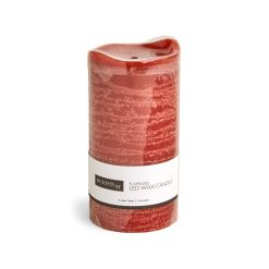 Flameless Pomegranate Scented LED Rustic Pillar Candle 3 x6  Currant