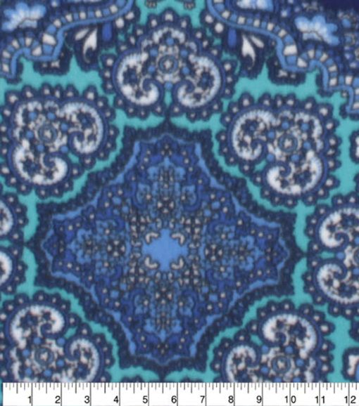 Blue Medallions Anti Pill Fleece Fabric - Image 3