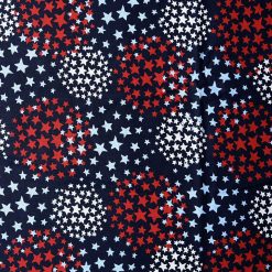 Star Circles Red White On Navy Patriotic Print Cotton Fabric