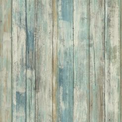 RoomMates Distressed Wood Blue Peelable Wallpaper