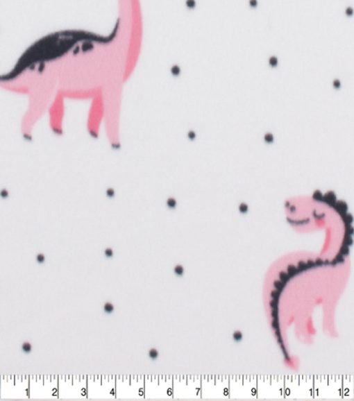 Cute Dino Blizzard Prints Fleece Fabric - Image 3