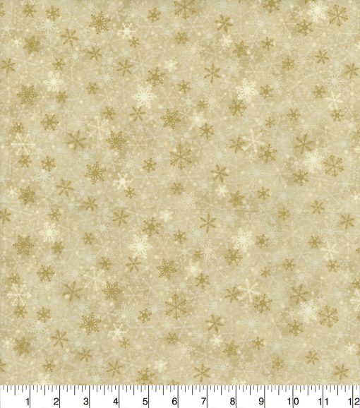 Brown Packed Snowflakes Christmas Cotton Fabric - Image 2