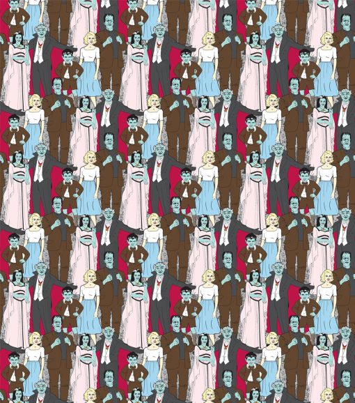 Munsters Cast Packed Halloween Cotton Fabric - Image 2