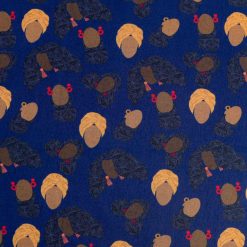 Coiffed Crowns Blue Black History Month Novelty Prints Cotton Fabric