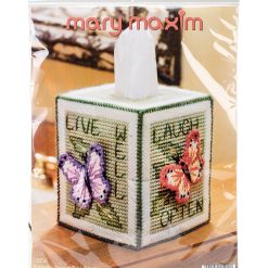 Mary Maxim 5 Butterfly Plastic Canvas Tissue Box Kit 7ct
