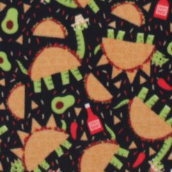 Dinosaur Tacos on Black Anti Pill Plush Fleece Fabric