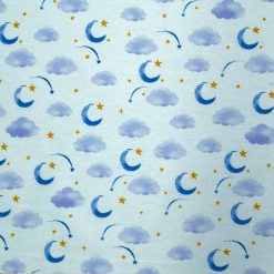 Super Snuggle Moons   Stars Blue Flannel Fabric